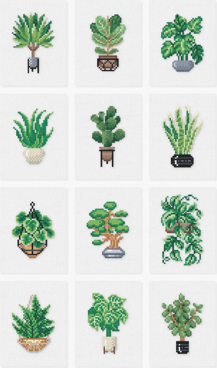 Yuko - Diamond painting - Mini Meesterwerken - Set van 12 - Huisplanten editie - Diamond Paintings - Diamond painting volwassenen