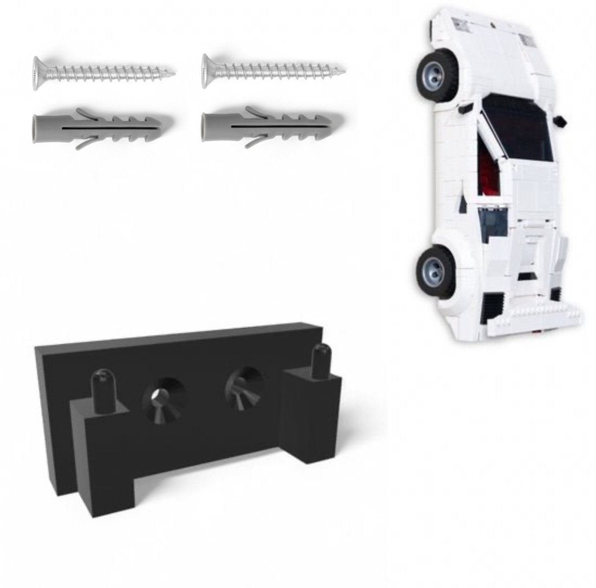 YUOM. Muurbeugel voor LEGO Technic Lamborghini Countach - incl. schroeven & pluggen - LEGO Technic Car Wall Mount - Lamborghini Countach - LEGO Houder Auto Modellen - LEGO Sportauto