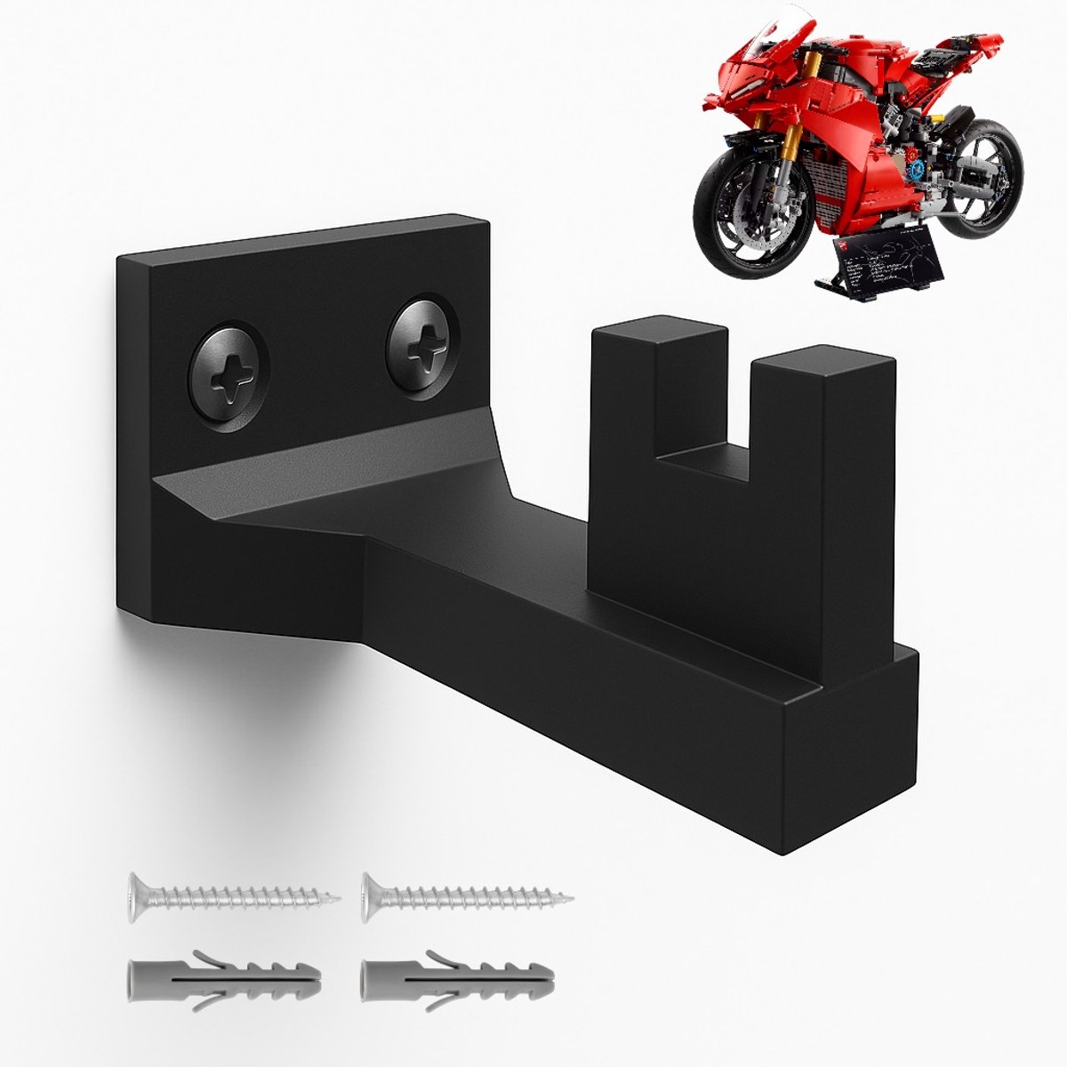 YUOM. Muurbeugel voor Lego Technic Ducati Panigale V4 R - incl. schroeven & pluggen - Wallmount LEGO Technic auto Wall Mount - F1 Ducati - LEGO houder - Lego Technic Ducati Panigale V4 R