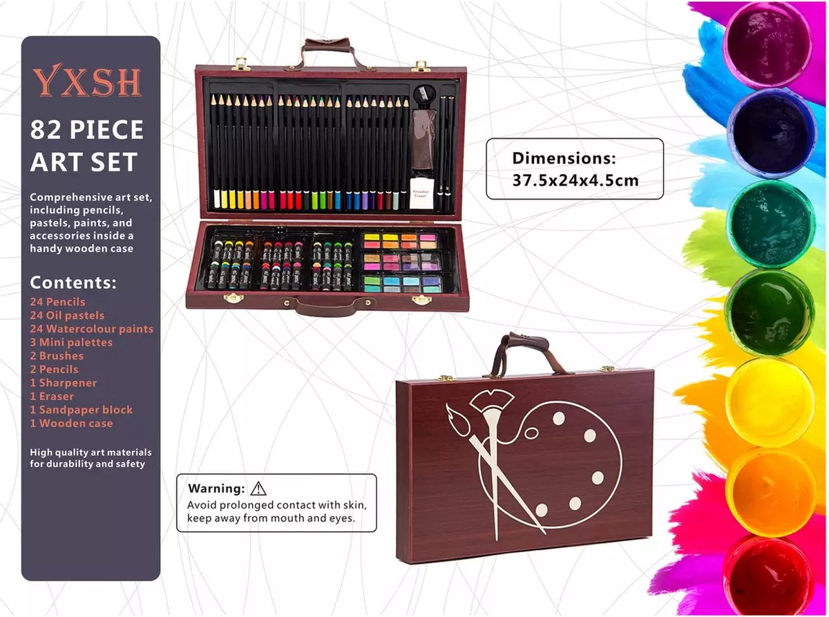   82-delige kunstselset Tekenset   in koffer