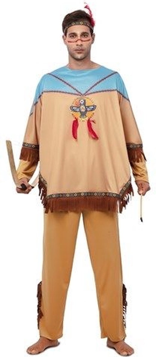 Indianen outfit Heren Bruin/Blauw Yakimo - Maat S