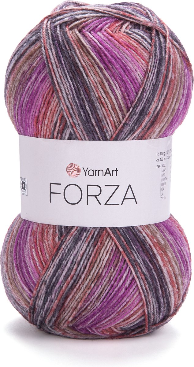 Sokkenwol Yarnart Forza - Roze/Grijs/Rood/Bruin 2601