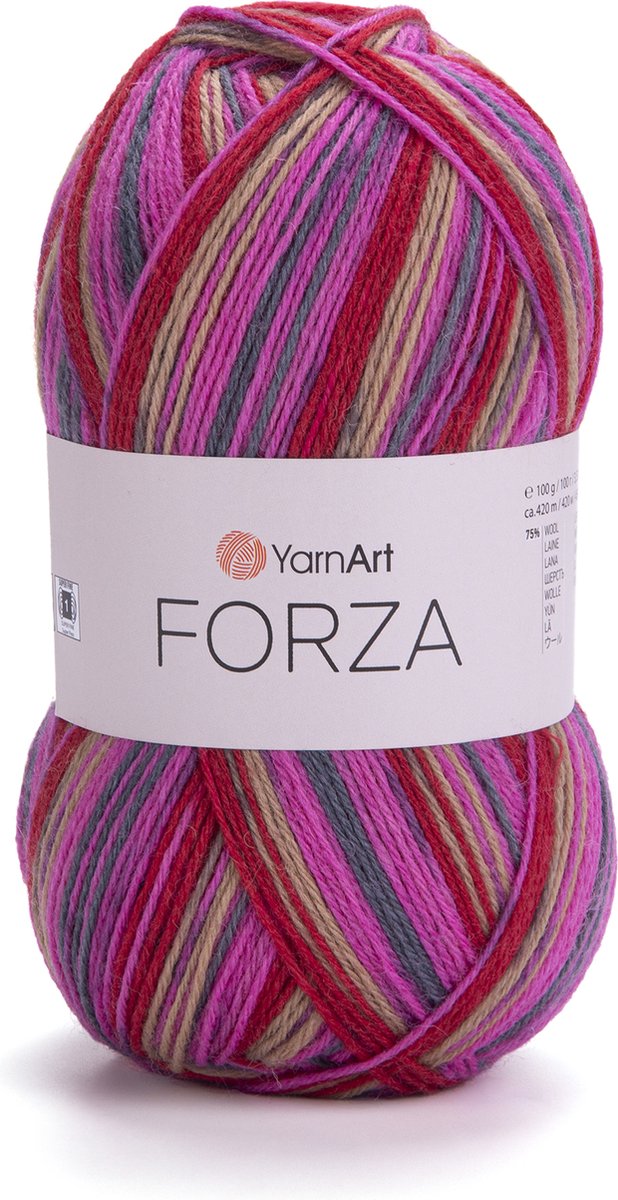 Sokkenwol Yarnart Forza - Roze/Rood/Grijs/Oker 2510
