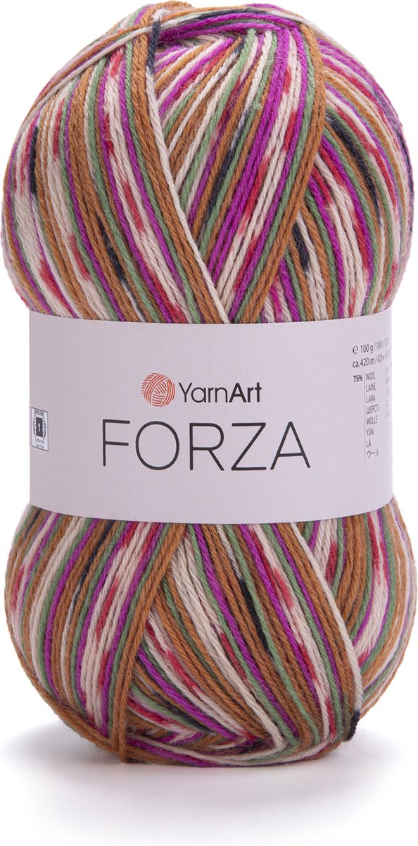 Sokkenwol Yarnart Forza - Wit/Roze/Groen/Koper 2513