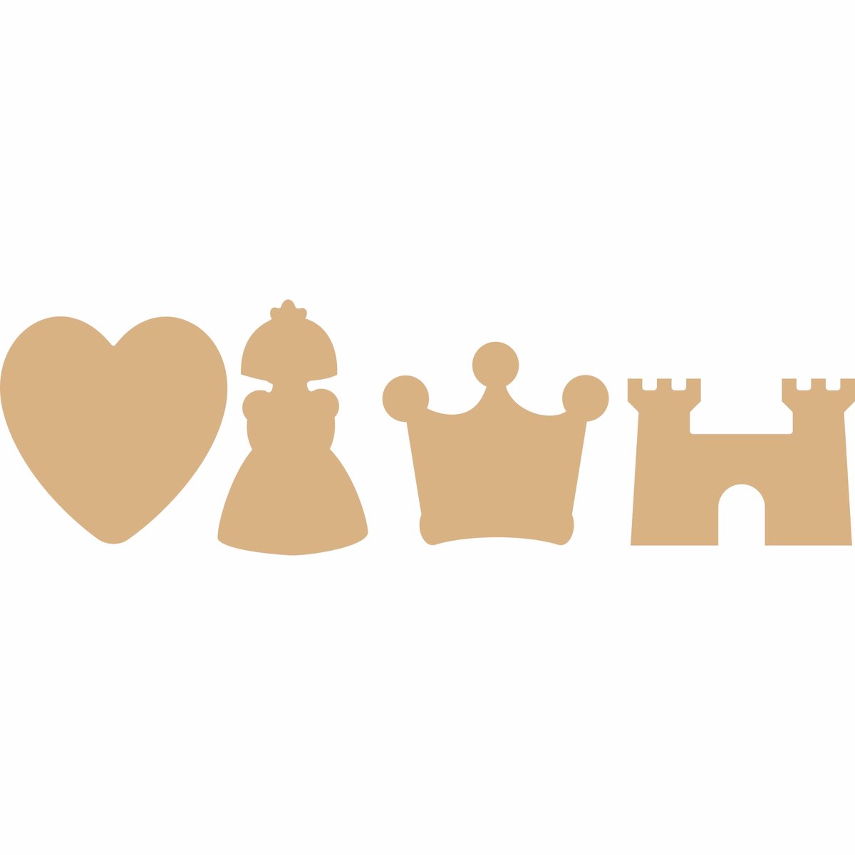 MDF Ornamenten Prinses - set à 4 stuks