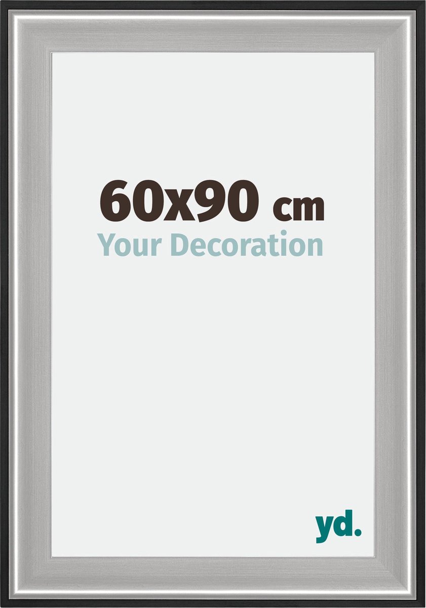 Your Decoration - Puzzellijst 60x90 cm - Zwart Zilver Gepolijst - Puzzellijst 1500-2000 stukjes - Hout Fotolijst - Birmingham