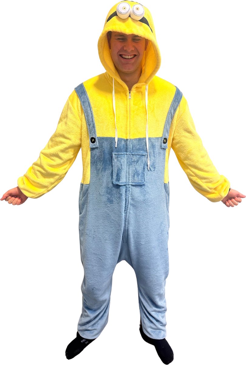 Carnavalskleding - Onesie - Kostuum - Blauw / Geel - Heren - XL - 186 - 200 cm - Verkleed als Minion