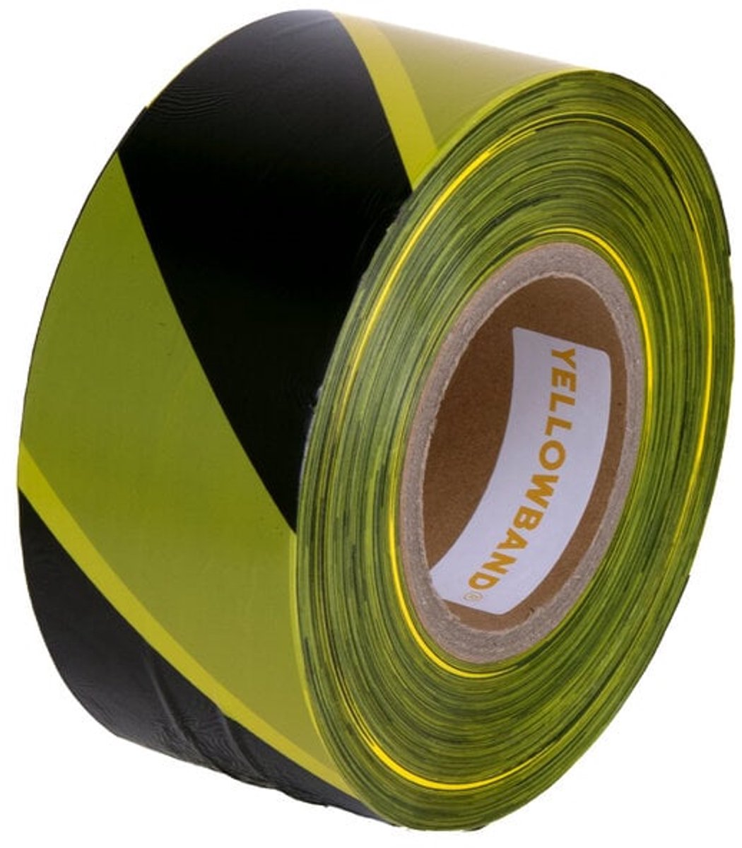 Yellowband Afzetlint Geel/Zwart 70mm x 500m