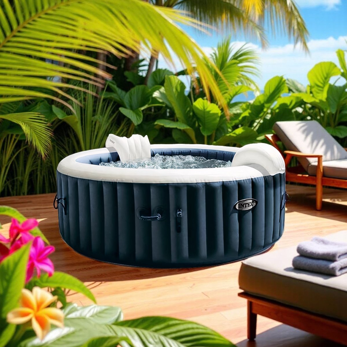 Luxe Opblaasbare Spa Jacuzzi – 4 Persoons – 196x71 cm – 140 Bubble Jets – Verwarming tot 40°C – Inclusief Accessoires – Buiten & Binnen Whirlpool Yesdeals