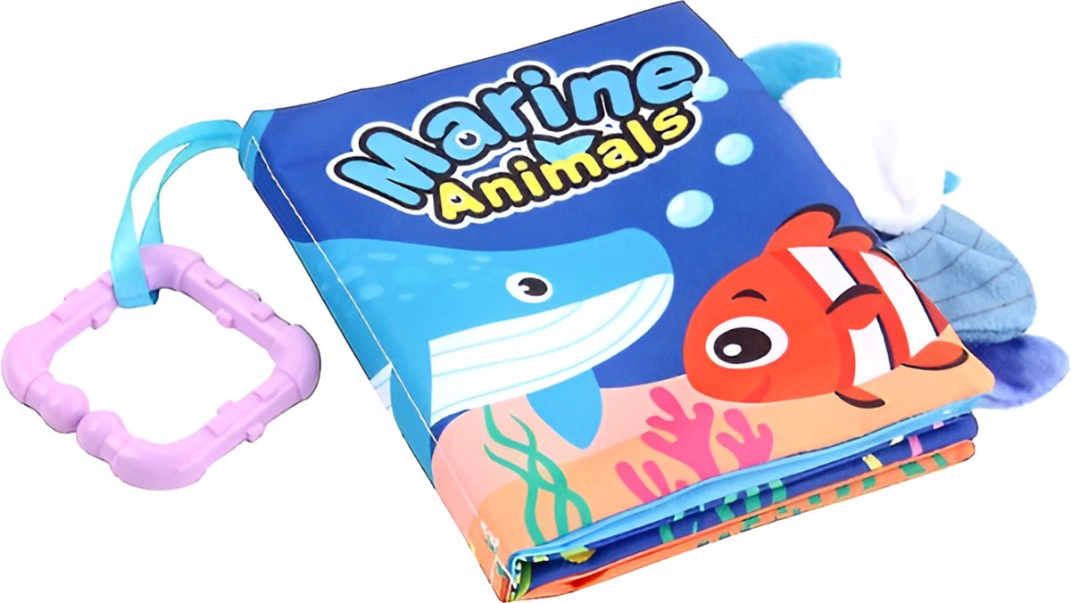   - Marine Animals - Zacht knisperboek baby - box speelgoed - sensorisch - leren - stof – pakkende kleuren - kraamkado – kraamcadeau - Zeedieren