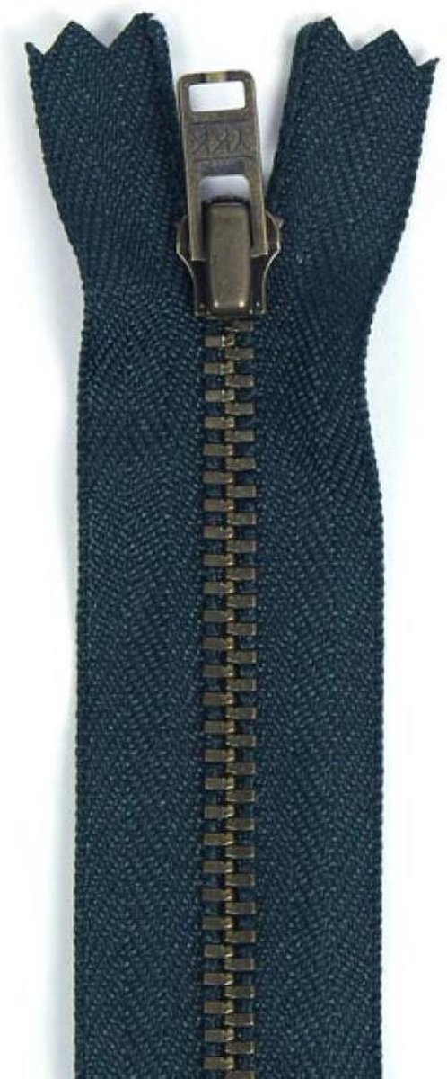 YKK Rits, Marine Blauw, Deelbaar met kopertandjes, 75cm, per stuk.