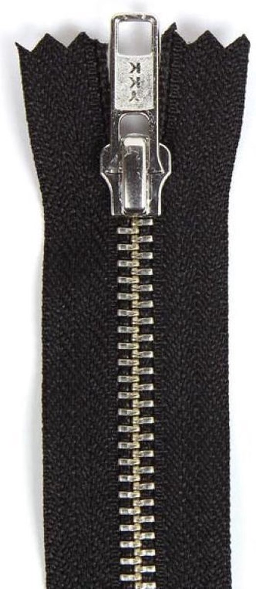 YKK Rits, zwart, deelbaar, nikkel-tandjes, lengte 75cm, per stuk.