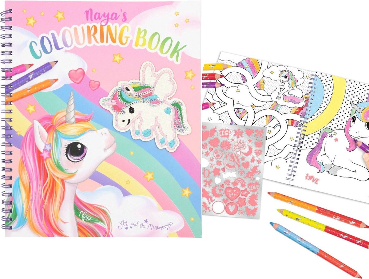 Kleurboek eenhoorn paarden Ylvi & The Minimoomis - kleur boek met glitters op cover  + stickers