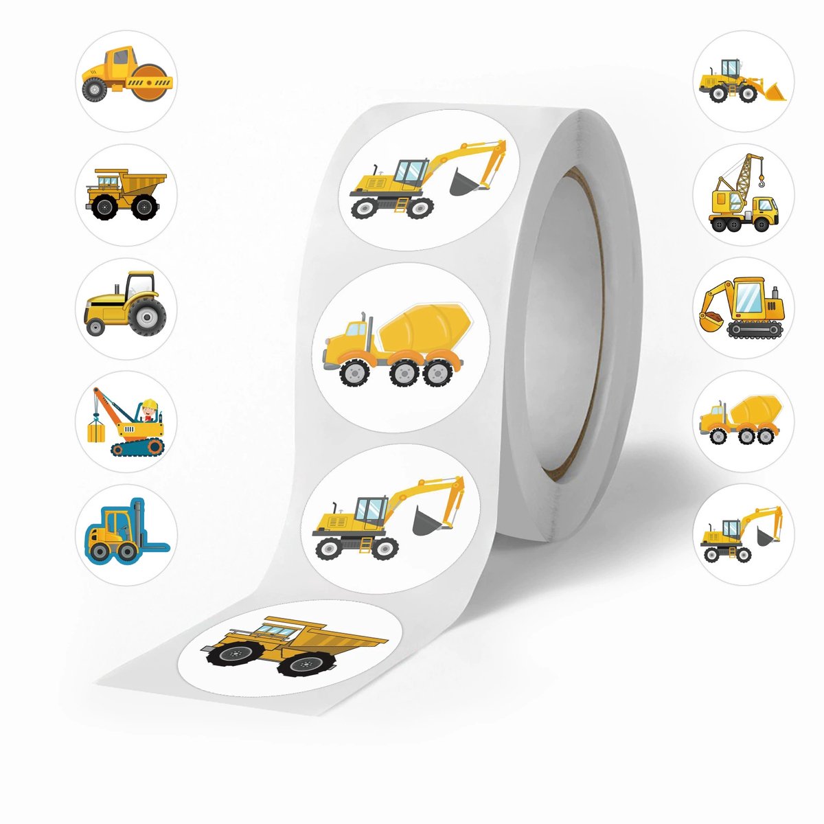 500x Bouwvoertuig Stickers voor Kinderen – Waterdicht & Veilig – Vinyl Stickers voor Telefoon, Mokken, Notitieboekjes – Creatief Speelplezier & Cadeau