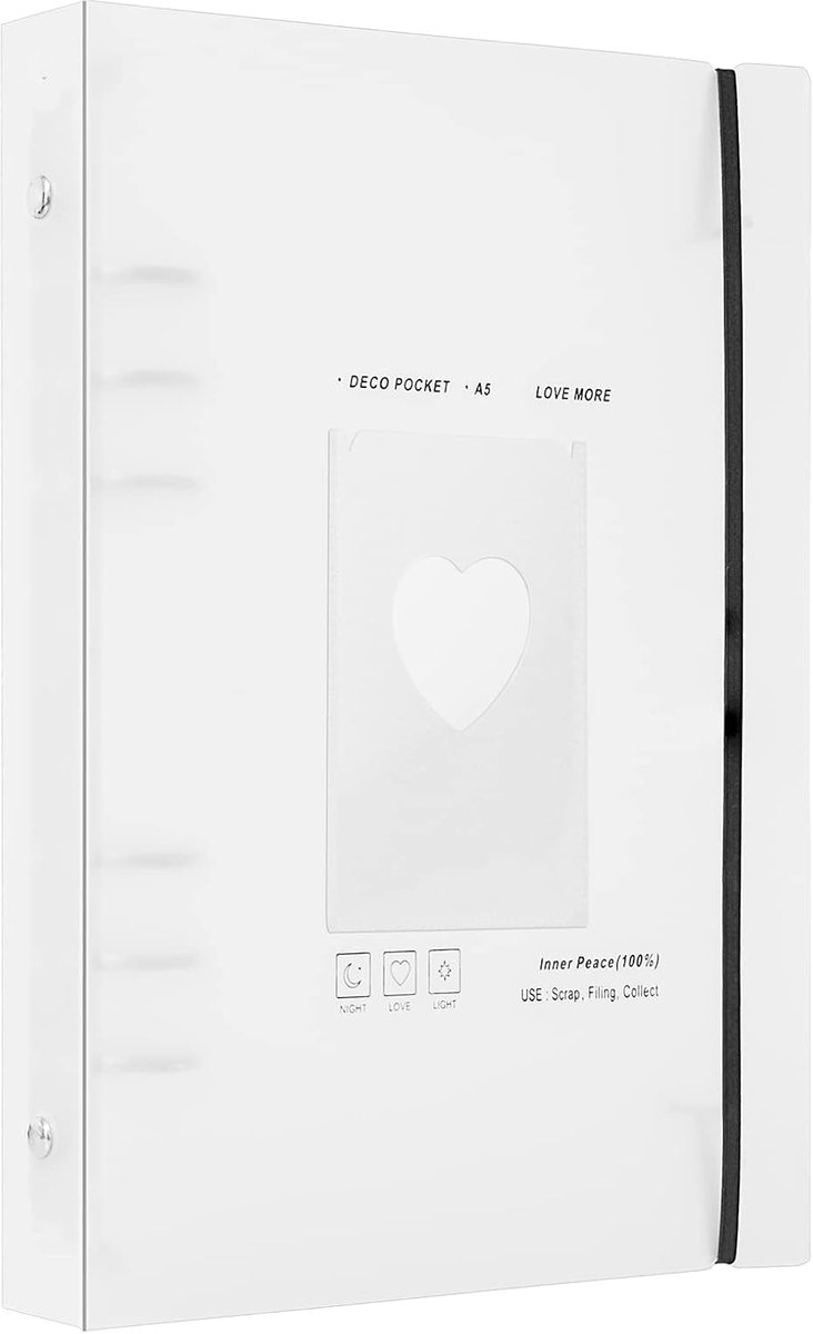 Ynkkvre - Fotokaarten Album - A5 Binder met 6 Ringen - Beschermpagina’s voor Kaarten - Klein Fotokaarten Boek - 200 Zakjes - Transparant