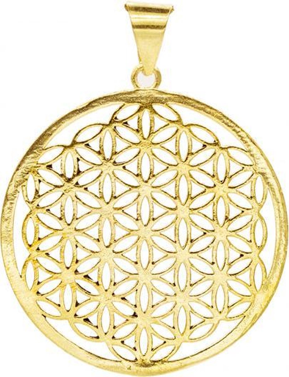 Bloem des Levens hanger messing goudkleurig - 4cm - per 1 stuk