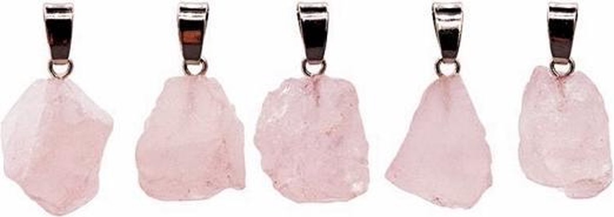 Hanger Rozenkwarts Ruw Zilverkleur - per stuk