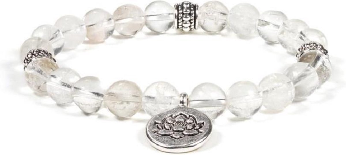 Mala Armband Bergkristal Elastisch met Lotus