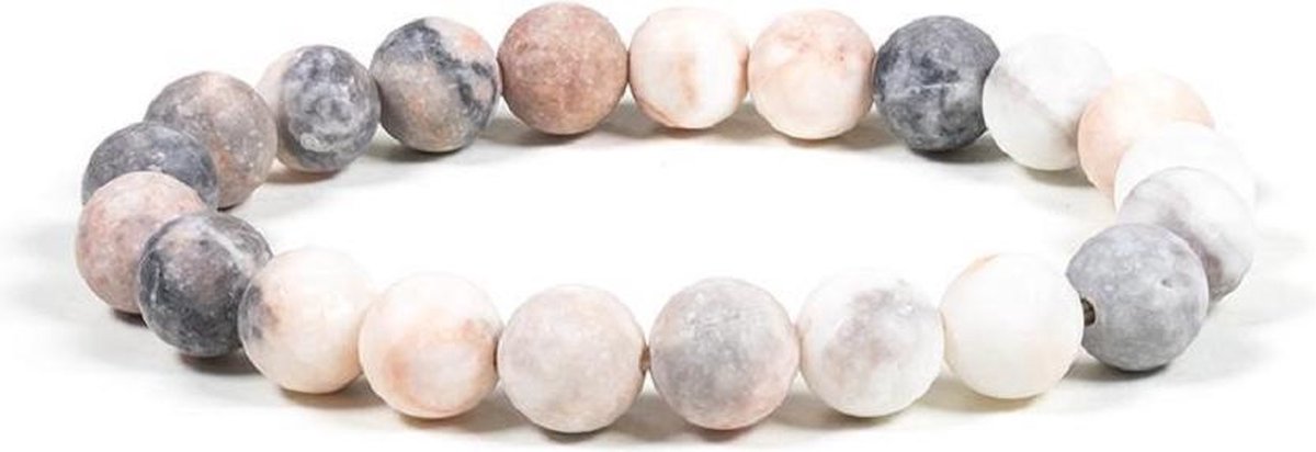 Mala Armband Roze Zebra Jaspis Elastisch