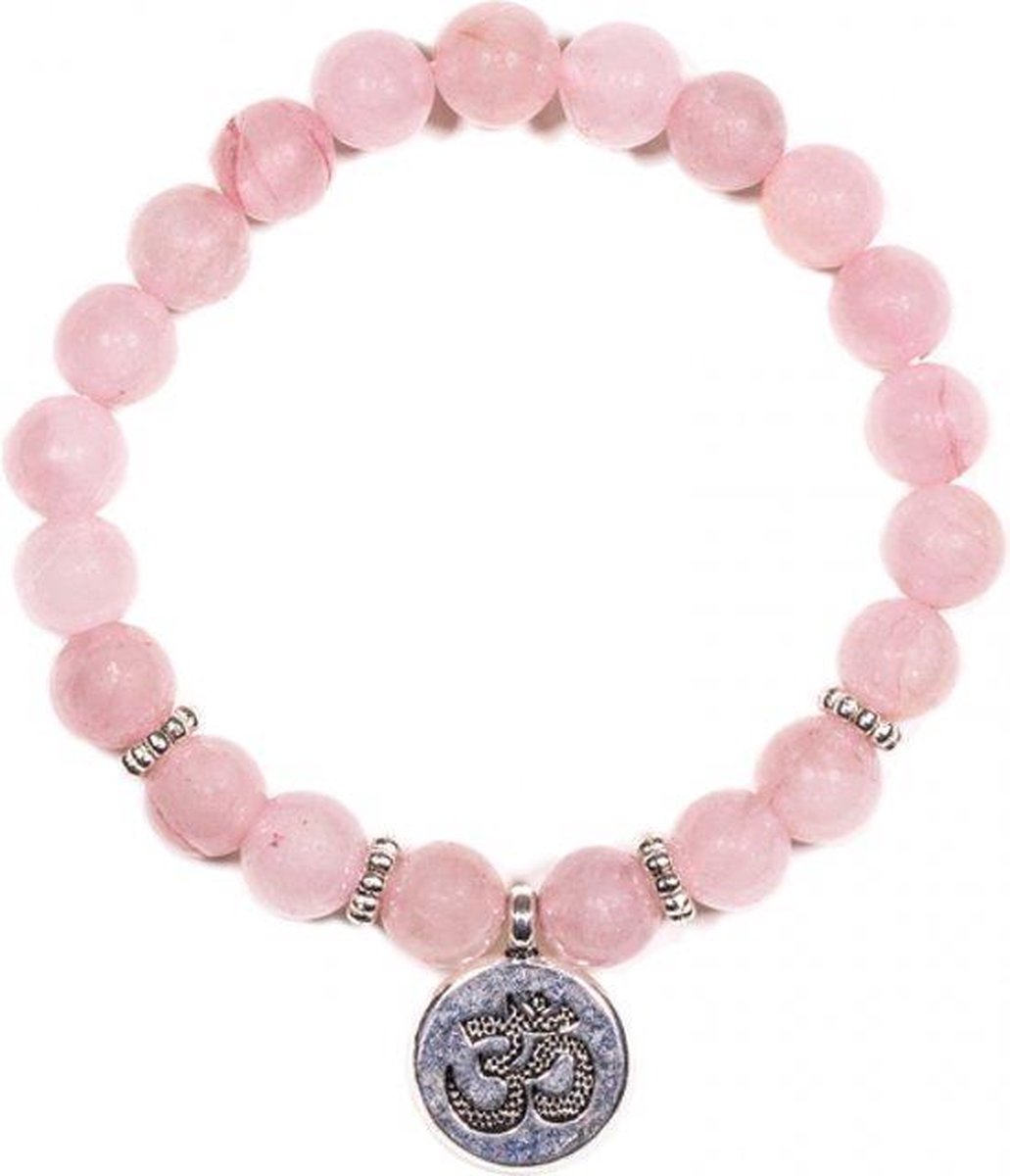 Mala Armband Rozenkwarts Elastisch met OHM