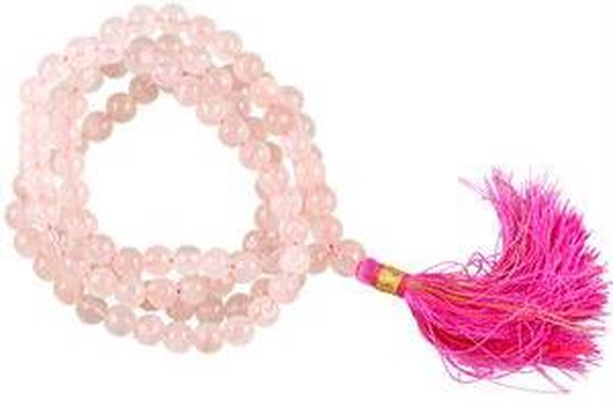 Mala Rozenkwarts AA-Kwaliteit 108 Kralen met Tasje (0,6 cm)