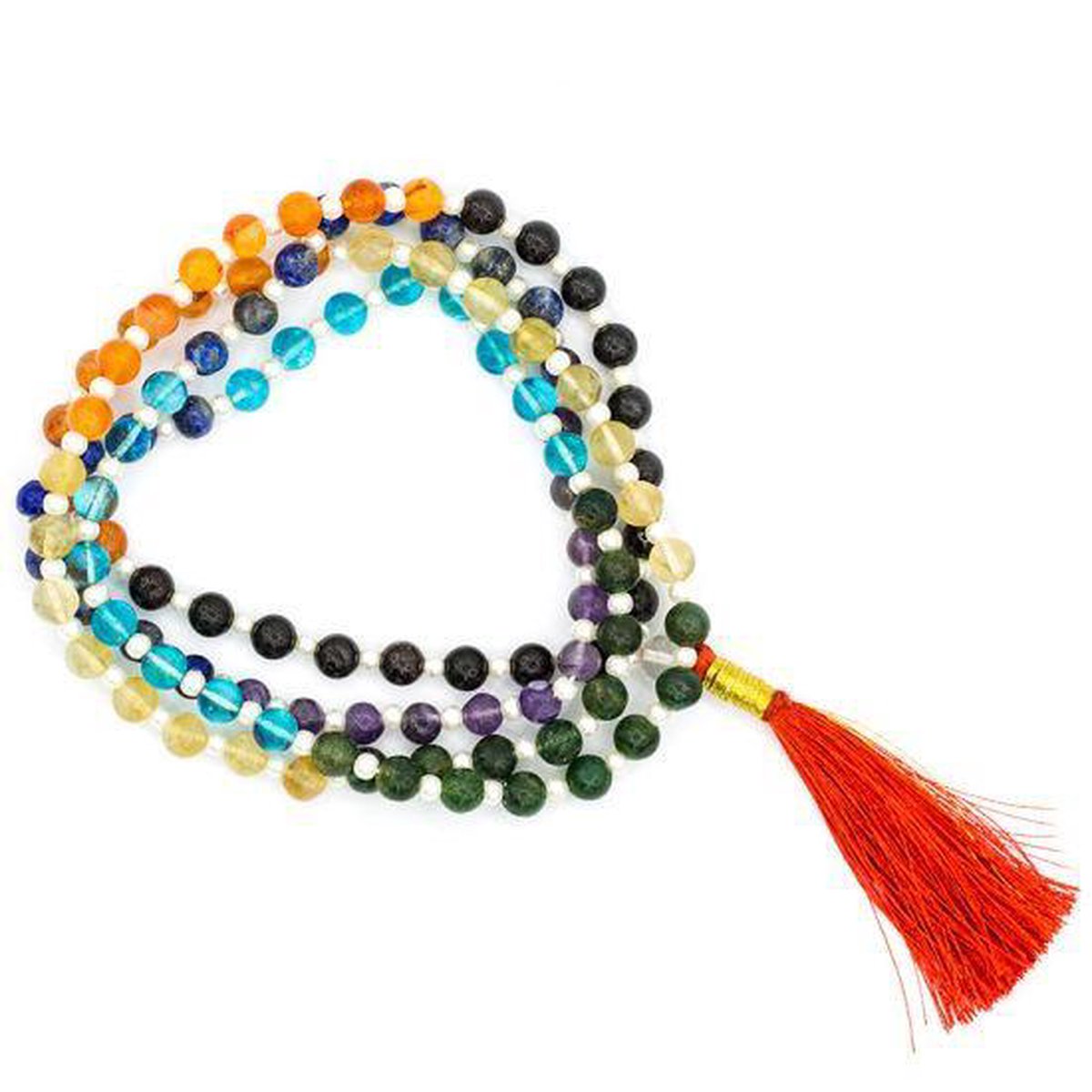 Yogi & Yogini naturals Mala Zeven chakrastenen A kwaliteit 108 kralen (6 mm) + tasje