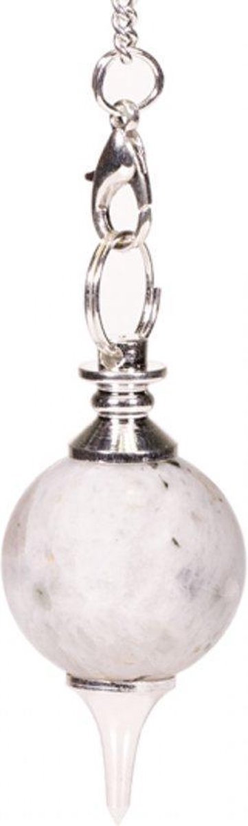Pendel maansteen bolvorm & metaal (4x2 cm)