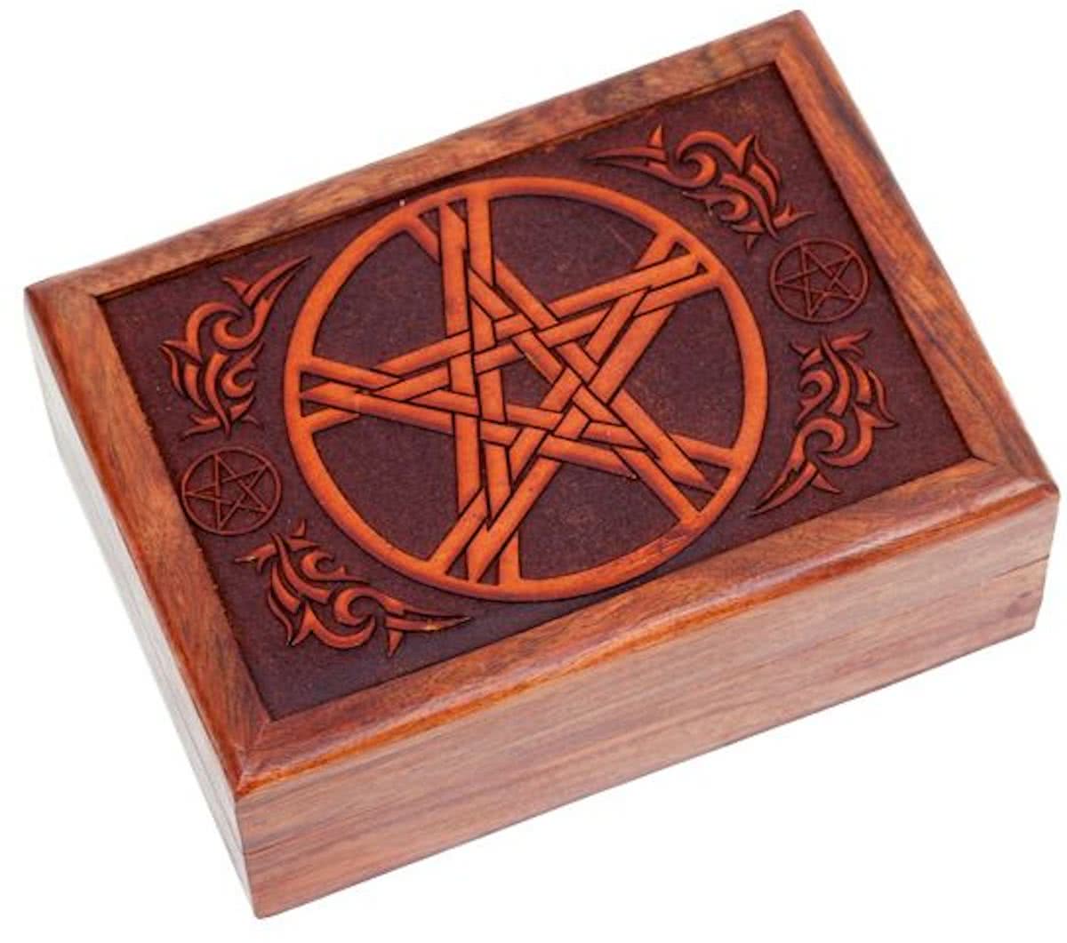 Tarotdoos pentagram gegraveerd