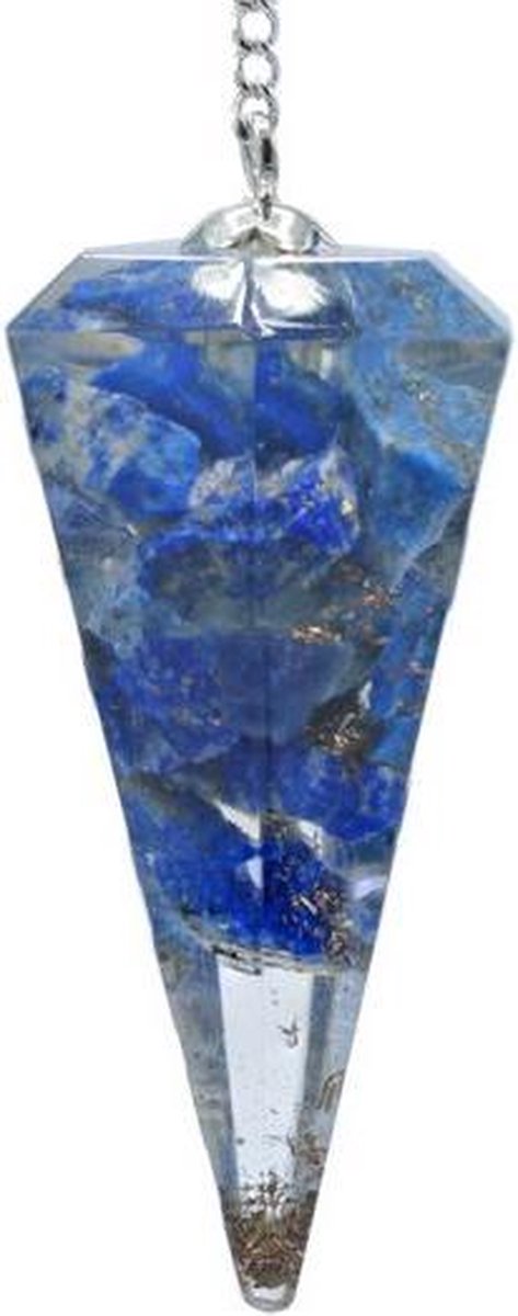 Yogi & Yogini - Orgoniet Pendel - Lapis Lazuli - Facet geslepen met spitse punt - Mineraal - 4cm - in luxe geschenkverpakking