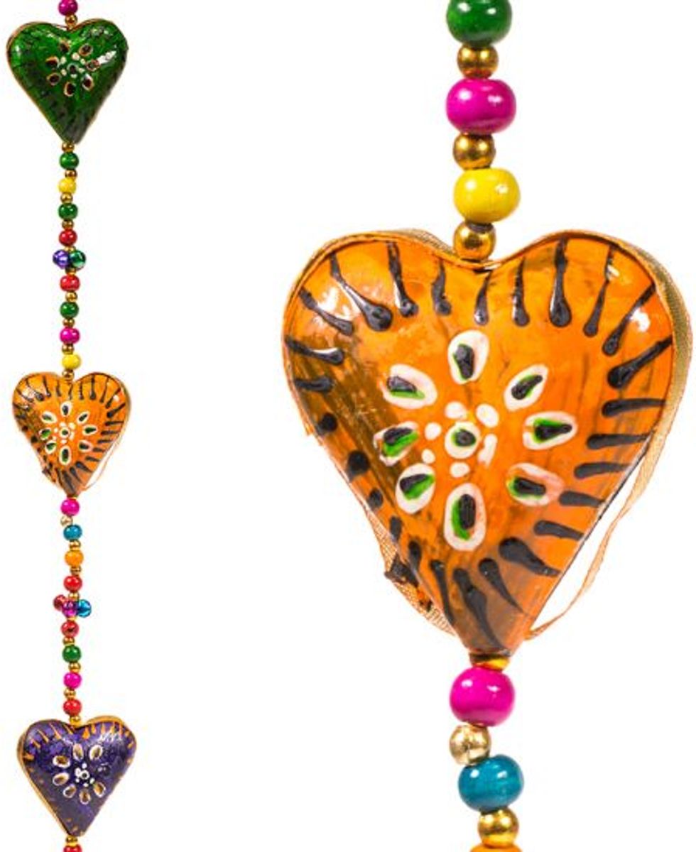 Yogi & Yogini naturals Decoratieve slinger hartjes kunststof (90 cm)