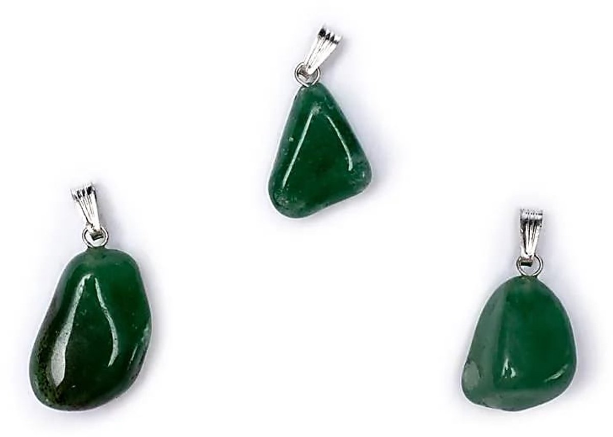 Groene aventurijn edelsteenhanger met geboord oogje