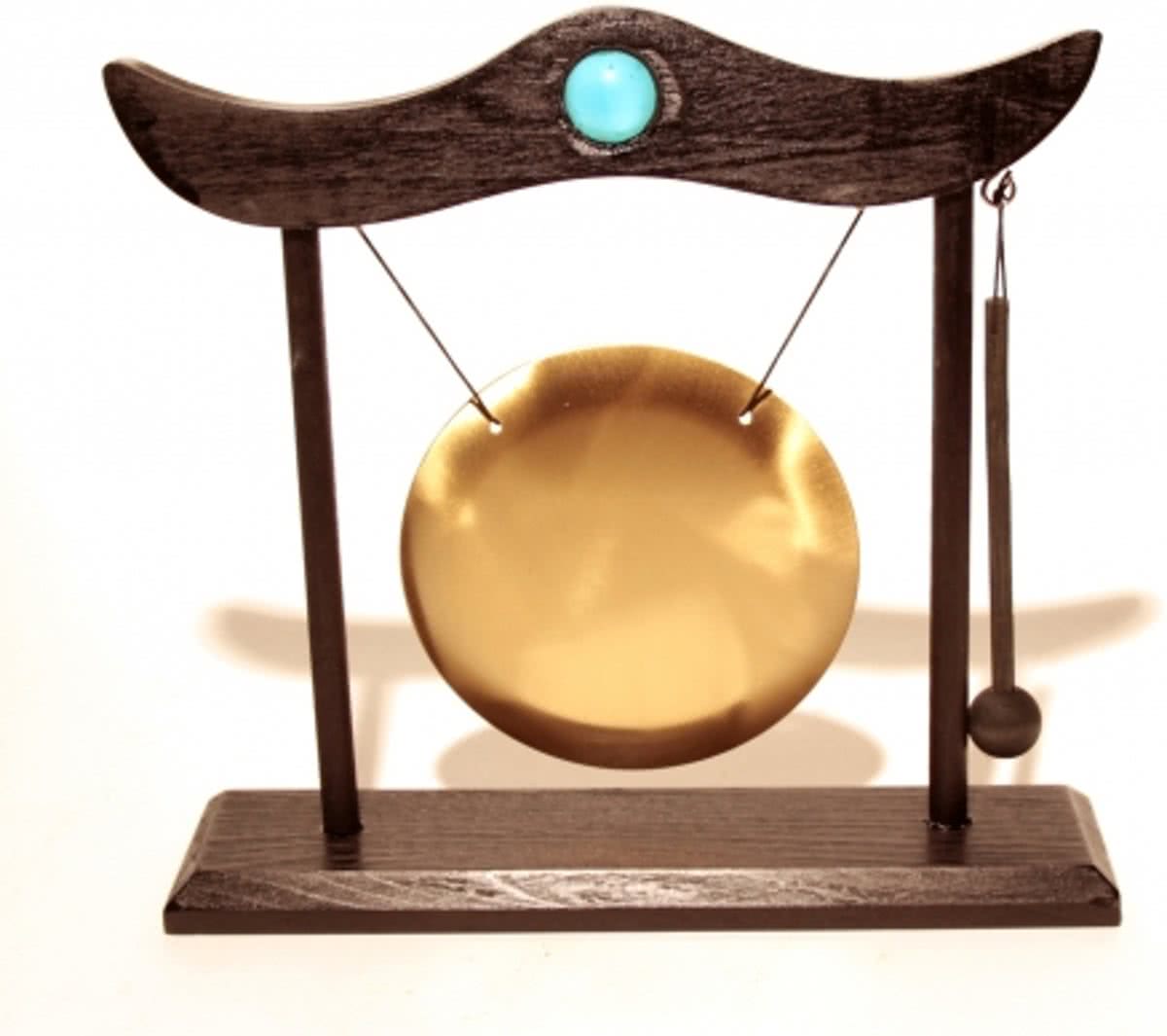 Tafelgong met klopper en houten frame - 24x22 cm - M