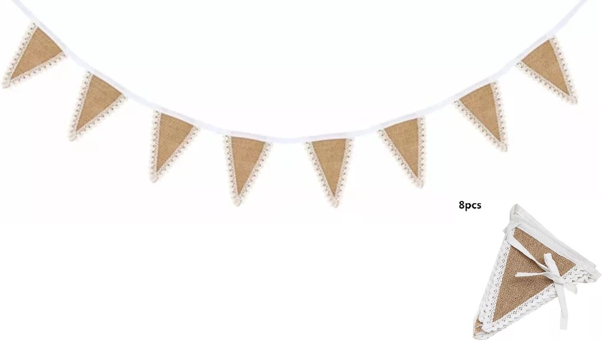 Mooie elegante Jute kant vlaggenlijn Vintage -YOUHOMY Natural , kant Slinger- 1 x 2.5 meter Vlaggen lijn - Vlaggen decoratie Jute kant- Versiering slinger bruiloft Vintage - Huwelijk - Feest - Verjaardag - Jubileum - Wedding