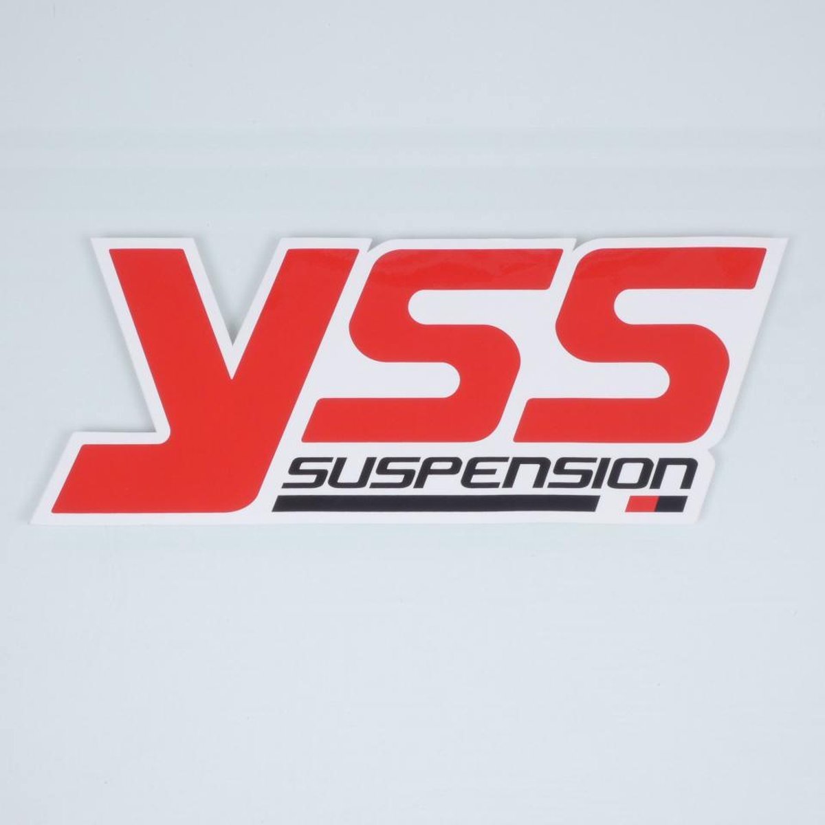 Autocollant stickers YSS Suspension rouge blanc noir pour moto 145x340mm lunité