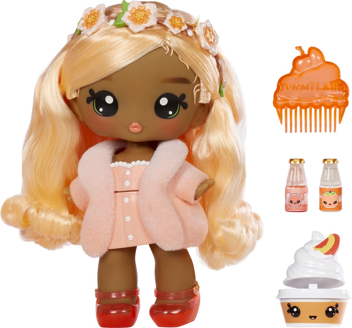Yummiland pop met lipglossdiertje - Piper Peach - 25 cm
