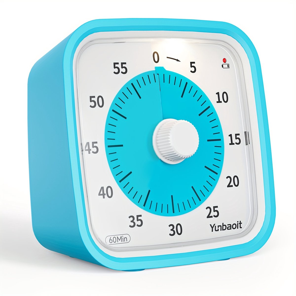 Visuele Timer met Siliconen Hoes- 60 Min Afteltimer - Stil Tijdbeheer voor Studeren, Werken, Koken en Vergaderingen - Inclusief Alarmfunctie -   VT01 - Blauw/Blauw