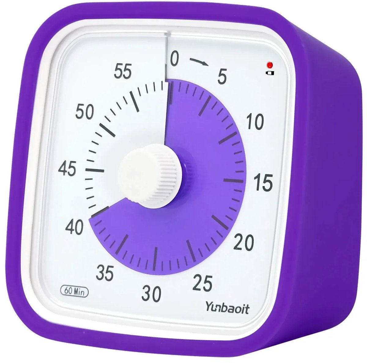 Visuele Timer met Siliconen Hoes- 60 Min Afteltimer - Stil Tijdbeheer voor Studeren, Werken, Koken en Vergaderingen - Inclusief Alarmfunctie -   VT01 - Paars/Paars