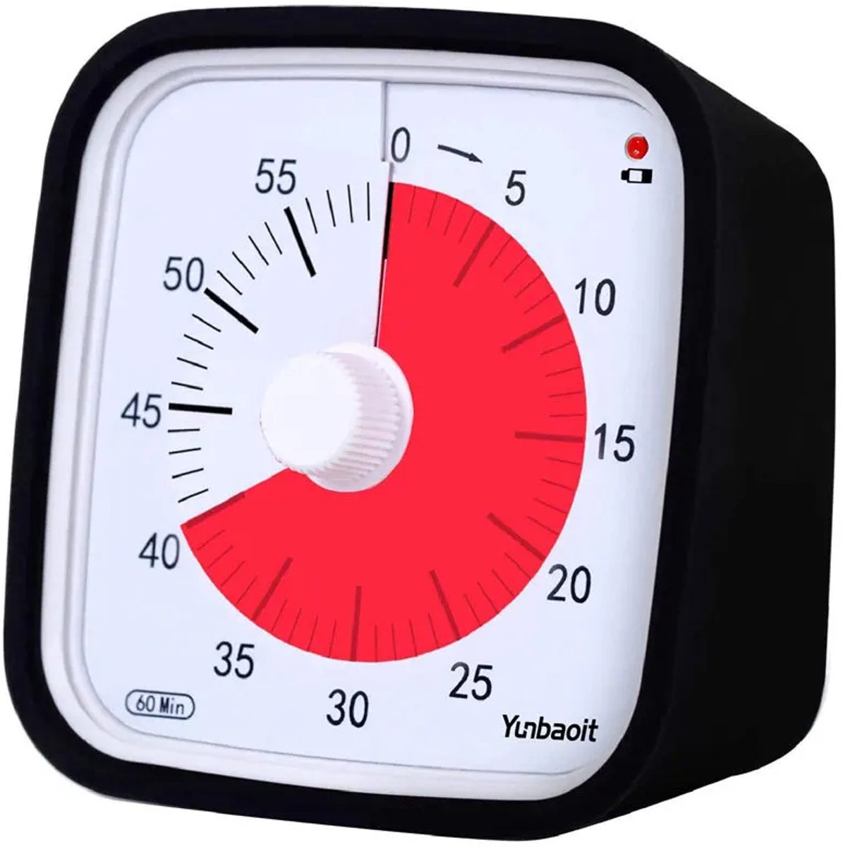 Visuele Timer met Siliconen Hoes- 60 Min Afteltimer - Stil Tijdbeheer voor Studeren, Werken, Koken en Vergaderingen - Inclusief Alarmfunctie -   VT01 - Zwart/Rood