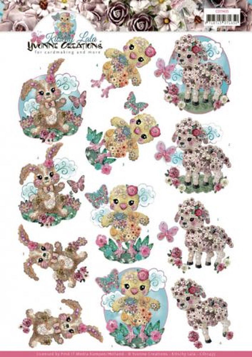 3D cutting sheet - Yvonne Creations - Kitschy Lala - Kitschy Baby Animals