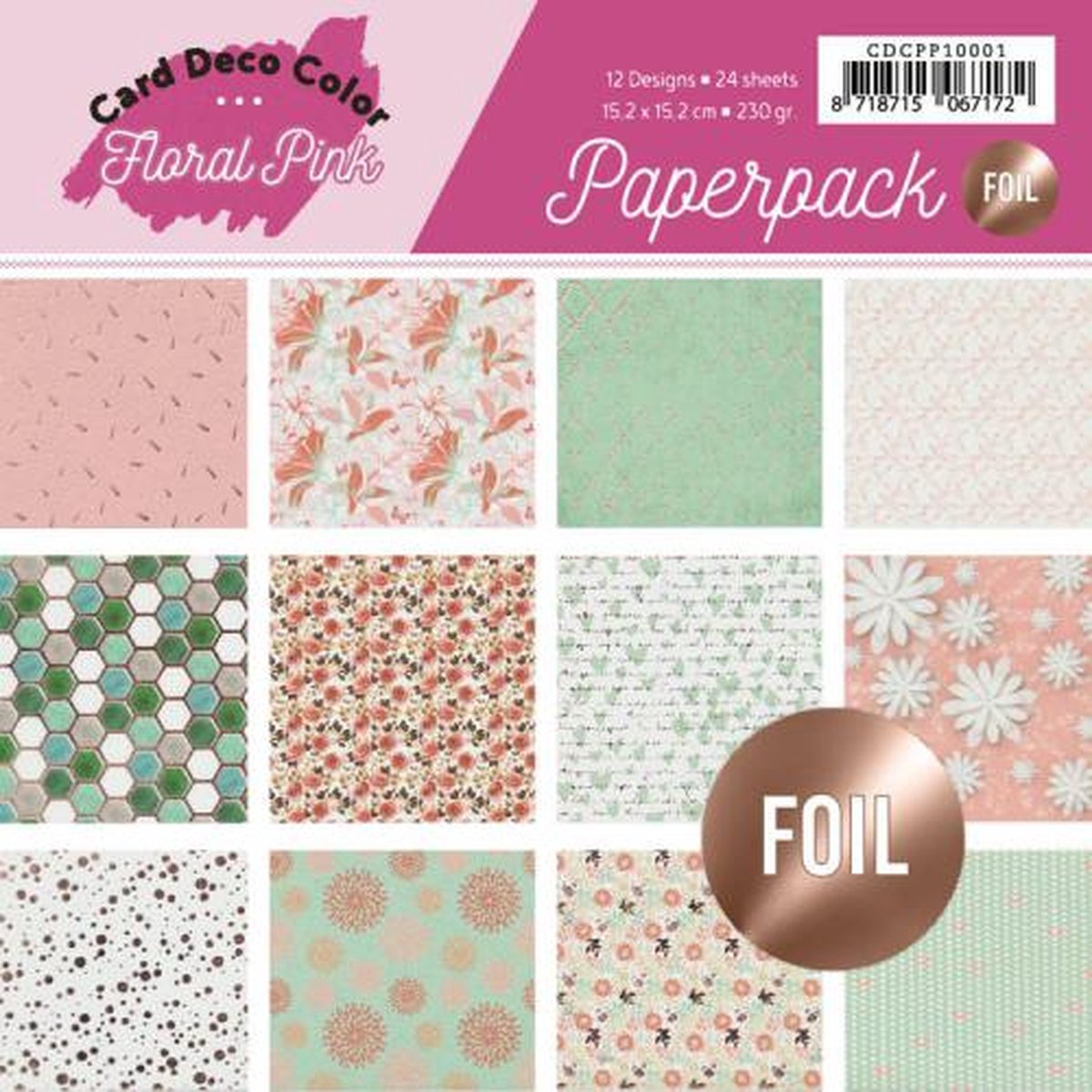 Foiled Paperpack -  s - Floral Pink