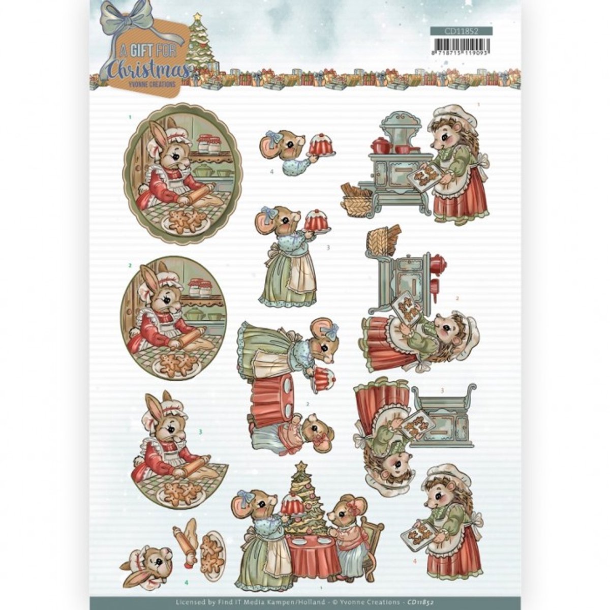 3D Cutting Sheet - Yvonne Creations - A Gift for Christmas - Christmas Cake 10 stuks