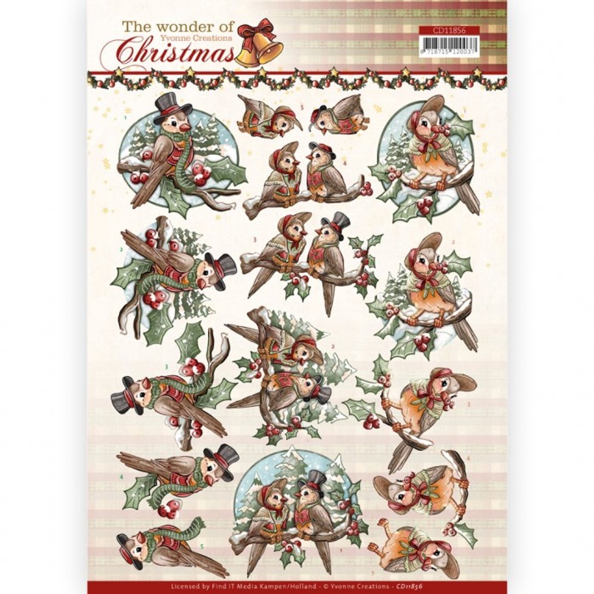 3D Cutting Sheet - Yvonne Creations - The Wonder of Christmas - Wonderful Birds 10 stuks
