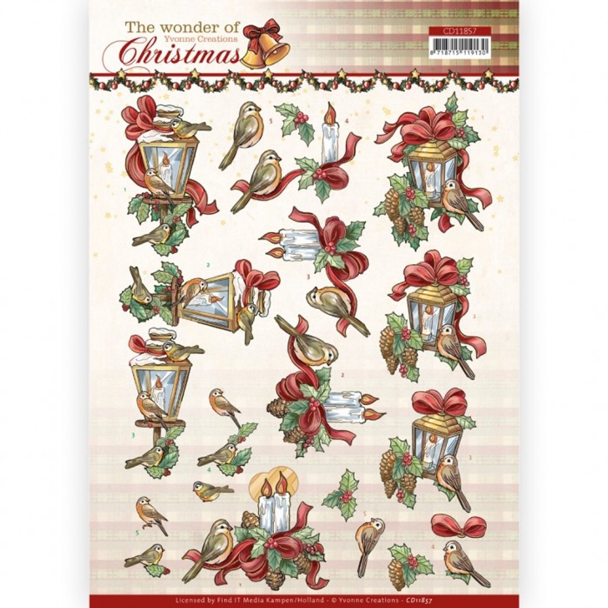 3D Cutting Sheet - Yvonne Creations - The Wonder of Christmas - Wonderful Candles 10 stuks