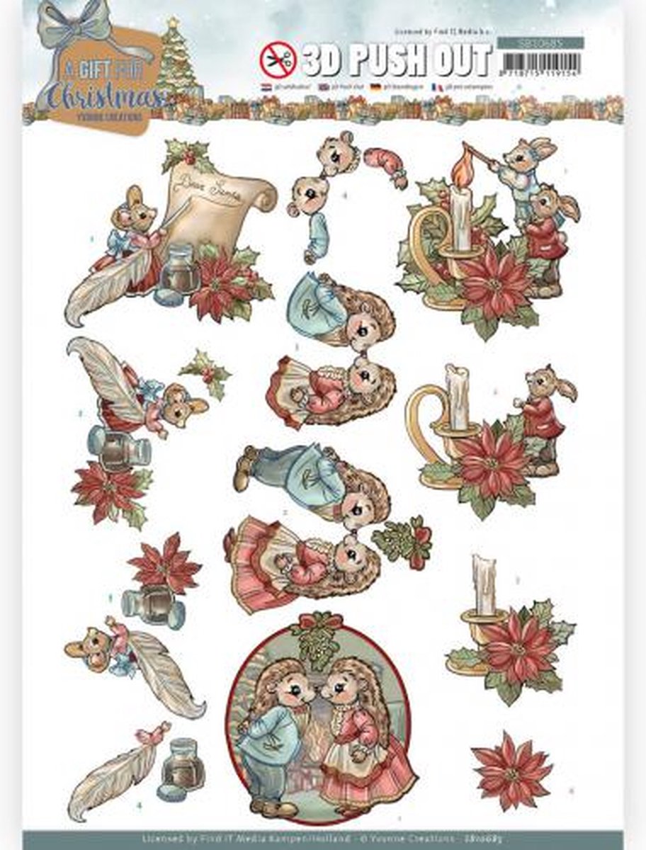 3D Push Out - Yvonne Creations - A Gift for Christmas - Dear santa