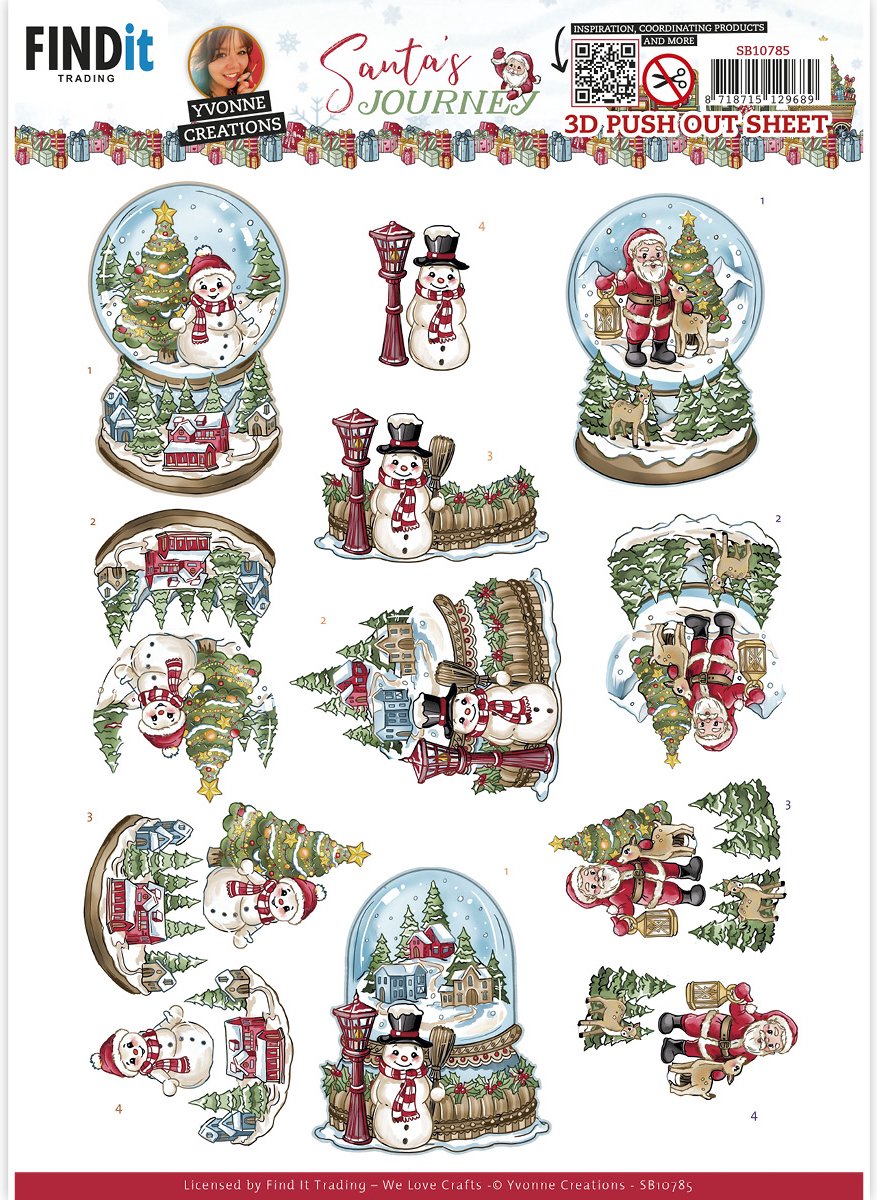 3D Push-Out - Yvonne Creations - Santas Journey - Globe
