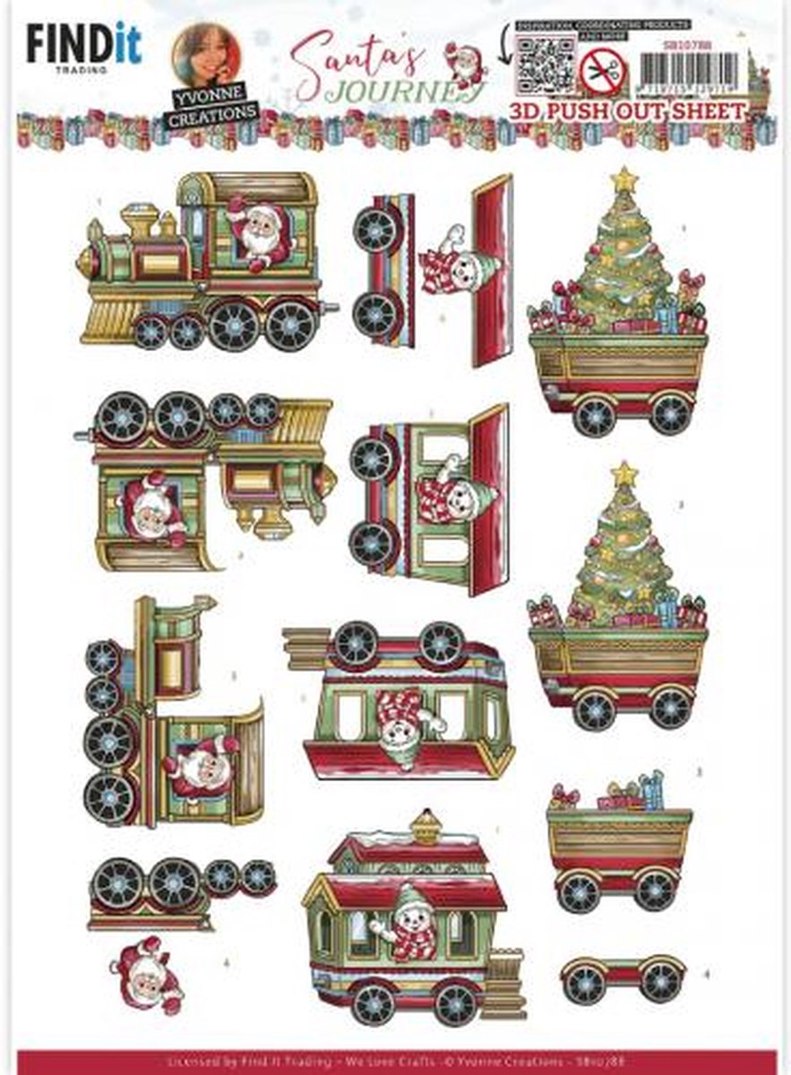 3D Push-Out - Yvonne Creations - Santas Journey - Train