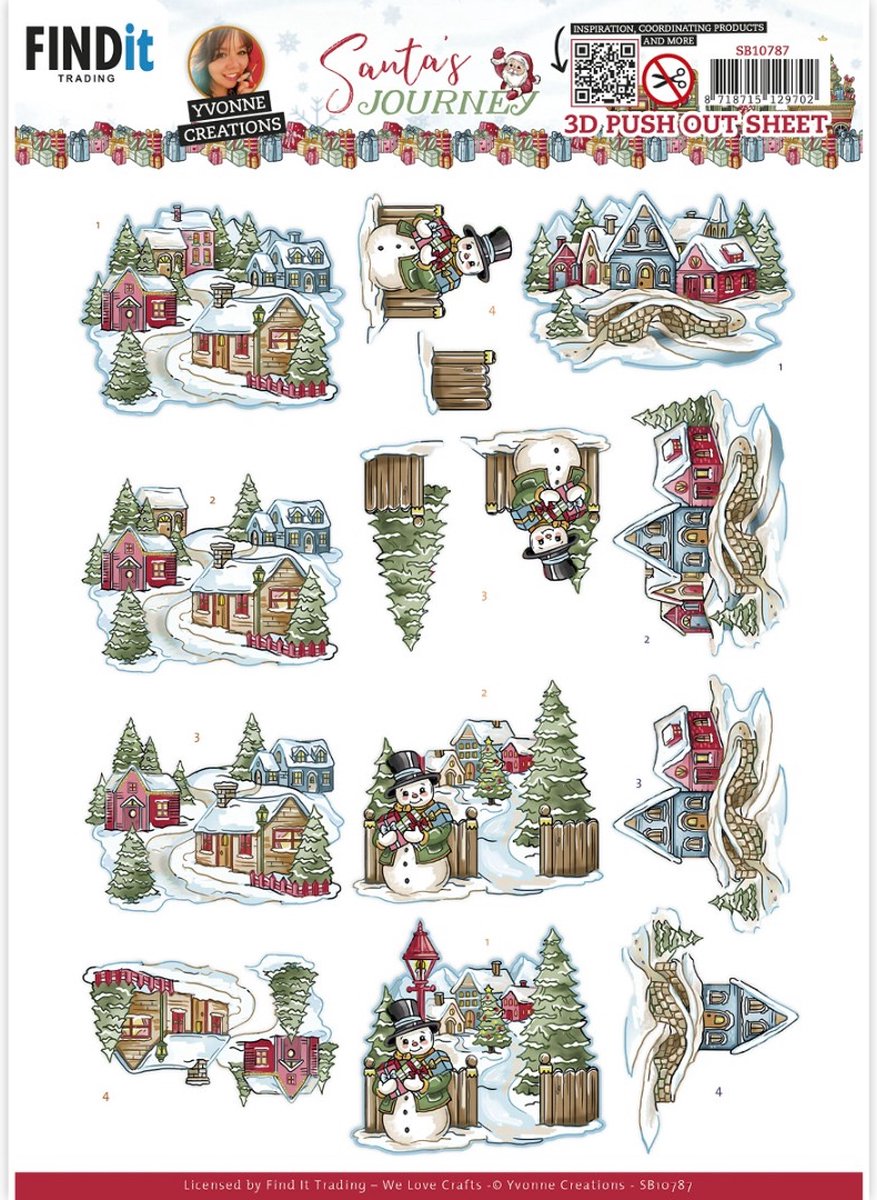 3D Push-Out - Yvonne Creations - Santas Journey - Village