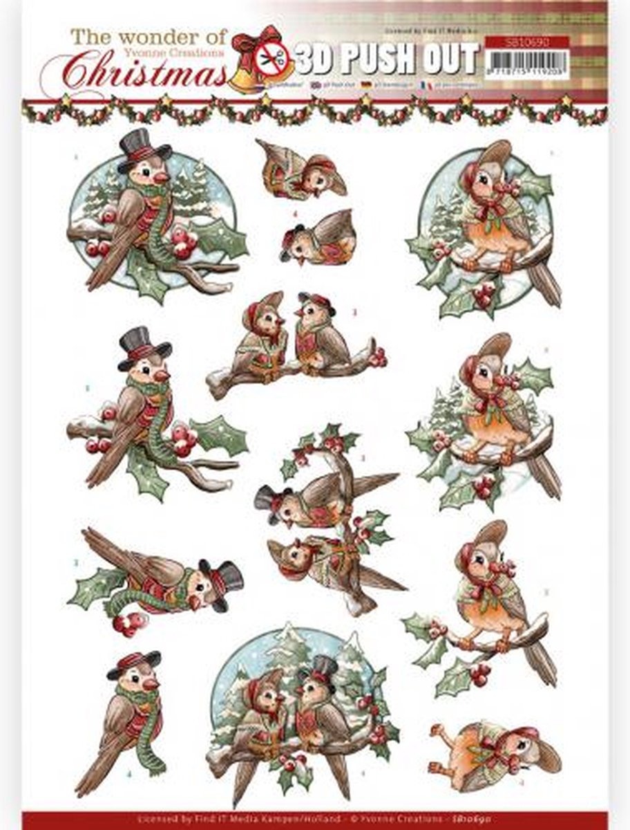 3D Push Out - Yvonne Creations - The Wonder of Christmas - Wonderful Birds