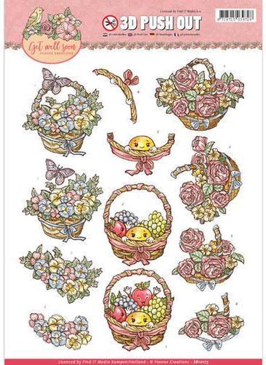 Fruit Basket Get Well Soon 3D-Uitdrukvel Push-Out Yvonne Creations