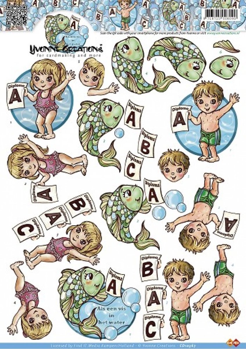 Zwemdiploma 3D-Knipvel Yvonne Creations 1 stuks